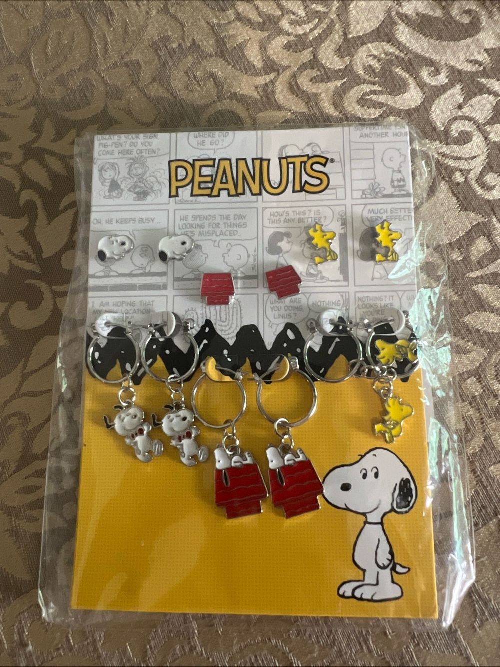 Peanuts Snoopy & Woodstock Earrings Doghouse Hoops Happy Dance NWT